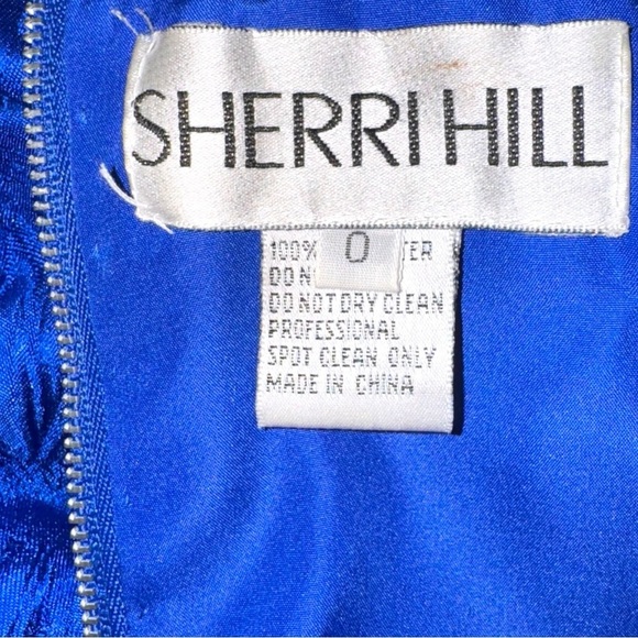 Sherri Hill Royal Blue Mikado Embroidered Ball Gown | Size 0 - Picture 7 of 8